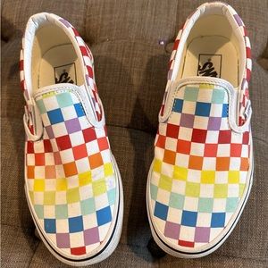 Vans Rainbow Classic Checkerboard Slip-on Shoes Women SZ 6.5/Men SZ 5